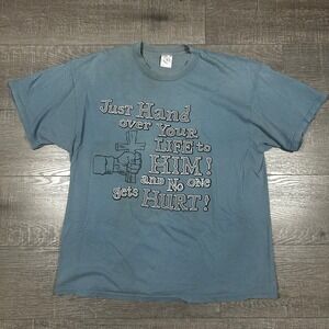 Delta Pro Weight Religious‎ Humor Graphic T-Shirt Blue XL Messiahs Messengers